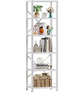 Furologee White Tall Bookshelf, Narrow Bookcase with 6 Shelves, Modern Freestanding Shelf Units, ...