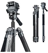 Fotopro 67.3" Carbon Fiber Tripod with Hydraulic Spherical Pan-Tilt Flip Lock Effortless Photogra...