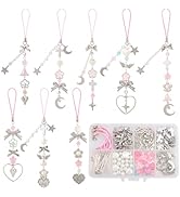 SUNNYCLUE 1 Box DIY 8 Sets Phone Charm Kit Bow Phone Charms Strap Cute Kawaii Bowknot Phone Keych...
