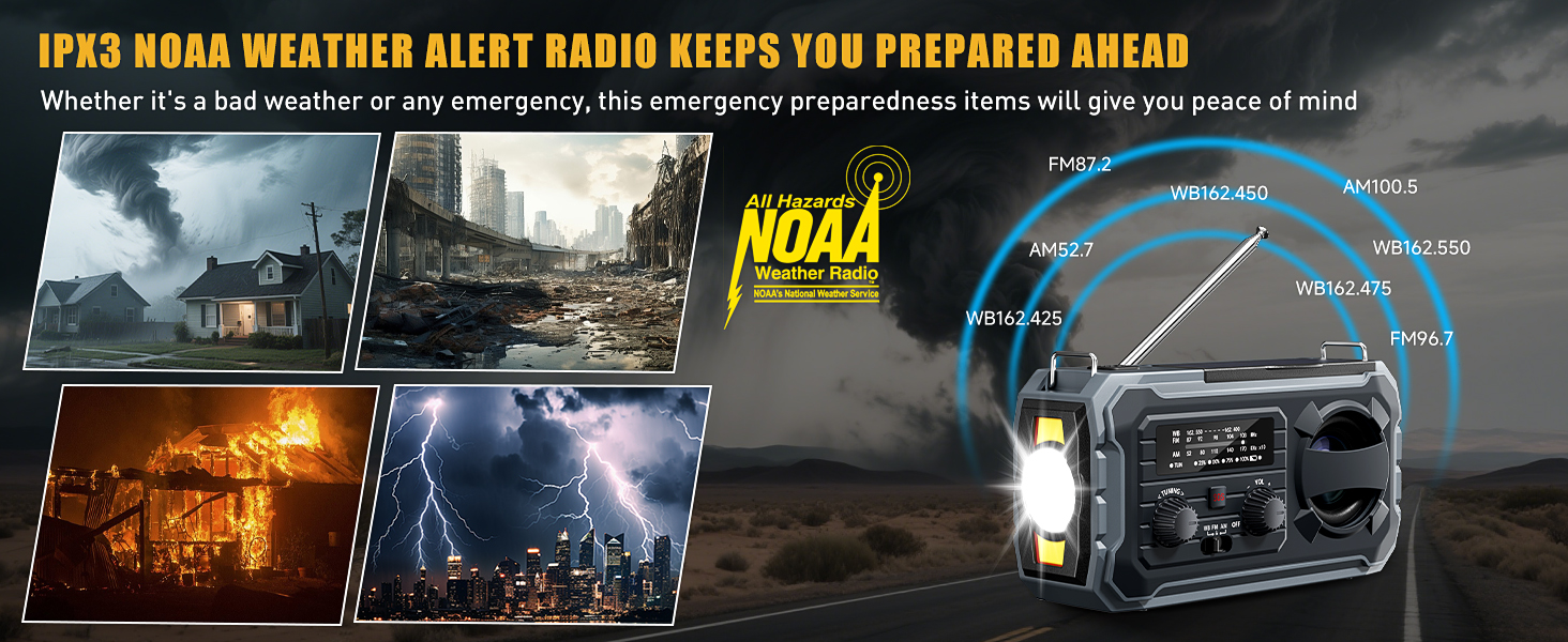 Hand Crank Emergency Radio, 10000mAh Weather Radio
