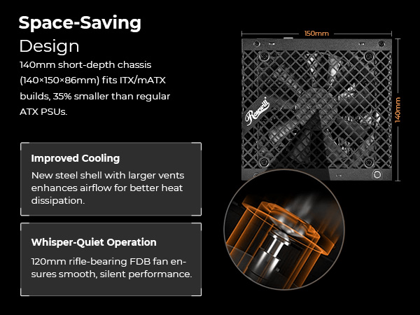 140mm, space saving, compact, improved cooling, atx