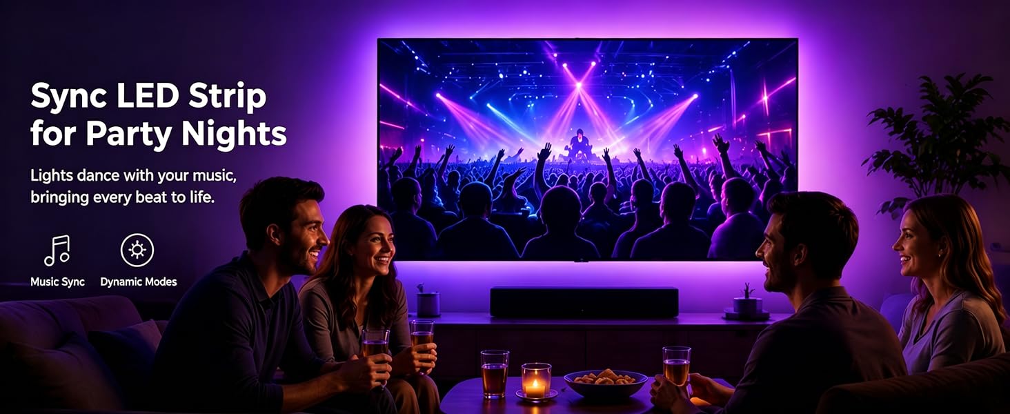Sync lights to music for epic parties. Vibrant colors and dynamic modes keep the vibe going.