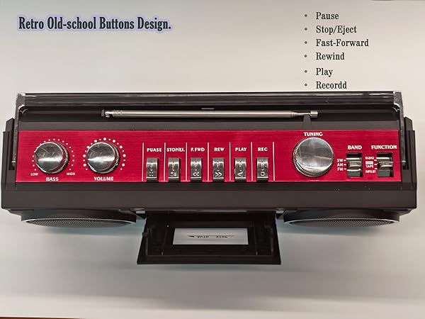 cassette player recorder with button