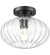 FEMILA Black Semi Flush Mount Ceiling Light, 10.3" Ceiling Light Fixtures for Kitchen Island, Bed...
