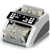 Money Counter Machine with Value Count for USD and EUR, UV MG IR Counterfeit Detection, Count Add...