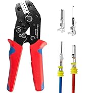 Wire Crimping Tool with Ratchet, Amliber Ratchet Wire Crimper Tool for Open Barrel Terminal Conne...