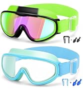 Vvinca Kids Swim Goggles with Fabric Strap for 3-14, Anti-Fog/UV Pool Water Swimming Goggles for ...