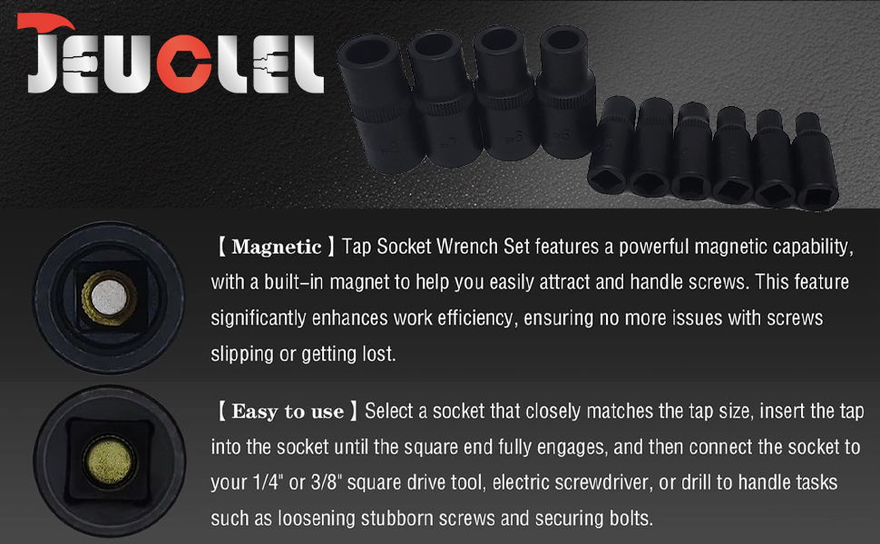 Tap Socket Wrench Set 1/4”3/8”Drive External Tap Socket Adapter Torx Socket Set Screw Tapping Socket