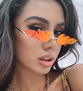LASPOR Fire Flame Sunglasses for Women Men Retro Wave Rimless Glasses Vintage Fire Shape Gold Met...