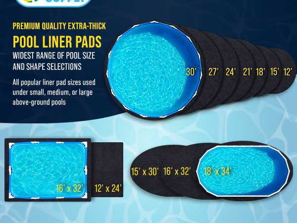 Easy install above ground swimming pool liner replacement, Heavy-duty liner pad for rectangle pools