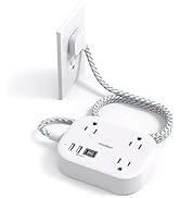 Travel Power Strip, Cruise Ship Essentials with USB C, Flat Plug Extension Cord with 3 Outlets 4 ...