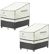 WJ-X3 Waterproof Outdoor Striped Patio Lounge Chair &amp; Furniture Cover with Handles &amp; Air Vents, 3...