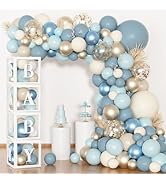 153pcs Dusty Blue Balloon Baby Shower Decorations for Boy, Blue Balloon Arch Kit Baby Boxes with ...