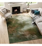 ST. BRIDGE Washable 5x7 Green Brown Area Rug for Living Room Bedroom, Soft Low Pile Non-Slip Stai...