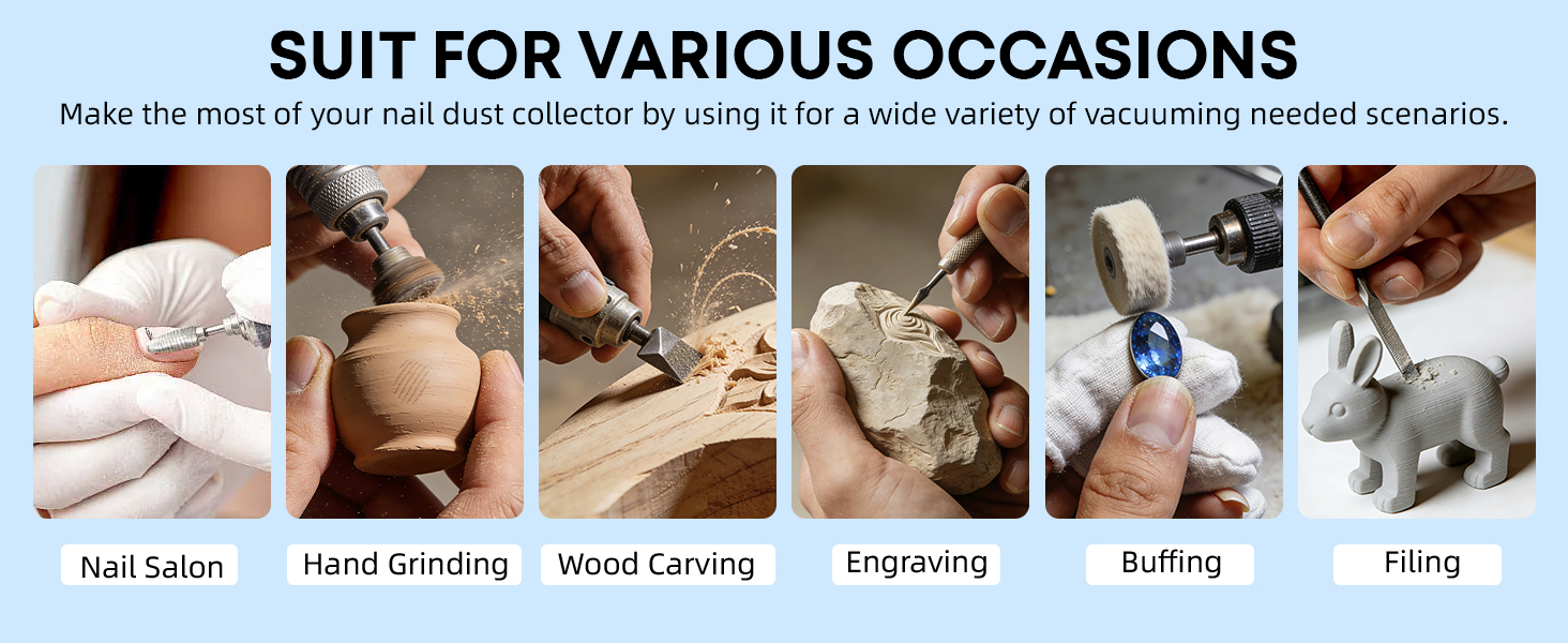rechargeable nail dust collector for nail salon hand grinding wood carving engraving buffing filing