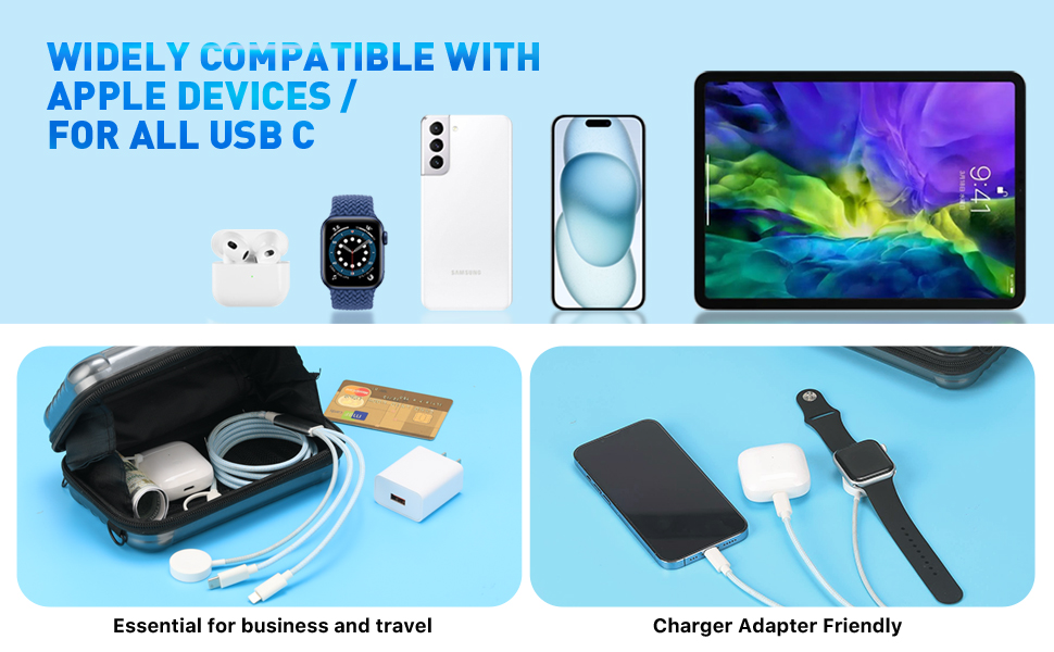 USB C Watch Charger 3in2 Cable,Compatible with Apple Watch Ultra SE1/2Series 1-8for iPhone 15/14