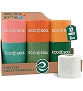 Eco Soul Premium Bamboo Toilet Paper 3 Ply | 12 Mega Rolls | 300 Sheets Each | FSC Certified Hypo...