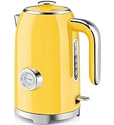 SUSTEAS Electric Kettle - 57oz Hot Tea Kettle Water Boiler with Thermometer, 1500W Fast Heating S...