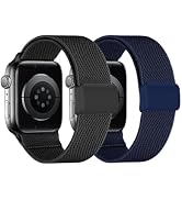 2 Pack Stretchy Nylon Solo Loop Compatible with Kids Apple Watch Bands 38mm 40mm 41mm&amp; 42mm 44mm ...
