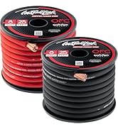 Install Link 8 Gauge Power Wire, Pure OFC Copper (25ft x 2 Spools=50ft)