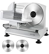 OSTBA Meat Slicer Machine, Two 6.7” Removable Stainless Steel Blades and Food Carriage, 150W Elec...