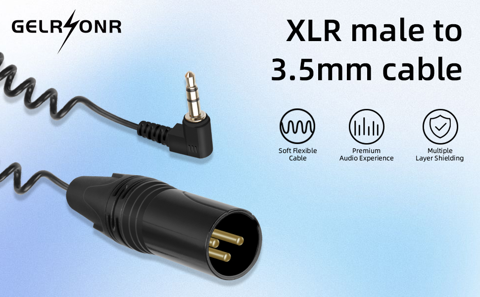 GELRHONR XLR Male to 3.5mm TRS Coiled Cable
