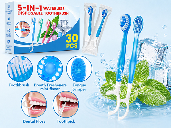 5-IN-1 Travel Toothbrush Set
