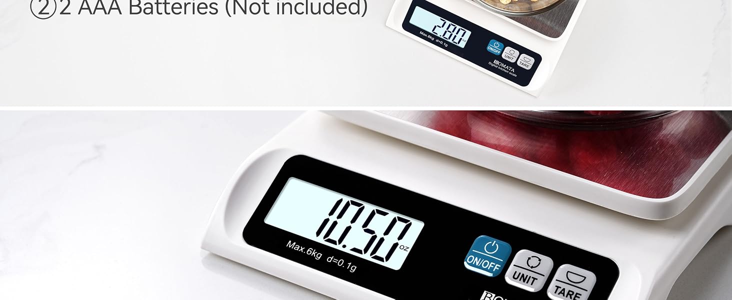 BOMATA 0.1g Food Scale, 13lb Digital Kitchen Scale with Removable Stainless Steel Pan