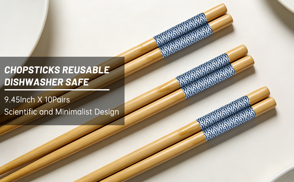 10Pairs Natural Bamboo Chopsticks Reusable