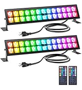 Onforu 2 Pack 48W LED Wall Washer Light, IP66 Waterproof Outdoor Stage Light Bar with Timing, RGB...