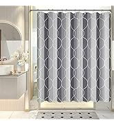 AmazerBath Shower Curtain Grey, Geometric Cloth Shower Curtain Sets with 12 Shower Curtain Hooks,...