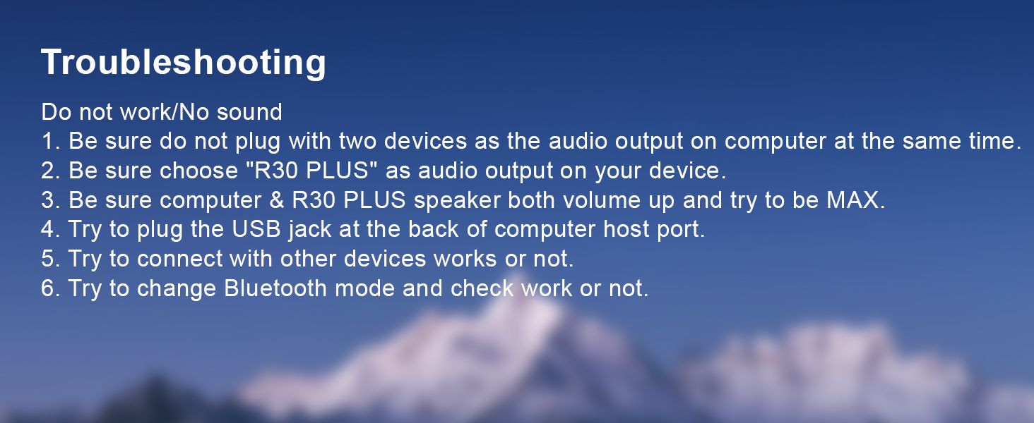 R30 Plus Troubleshooting