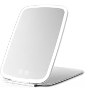 NEZZOE Rechargeable Folding Makeup Mirror with LED Lights, 10" x 7" Large Travel Mirror, 3 Lighti...