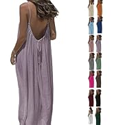 Gugliet Women's Solid Color Backless Cami Dress, Backless Cami Lounge Dresses for Women, Sleevele...