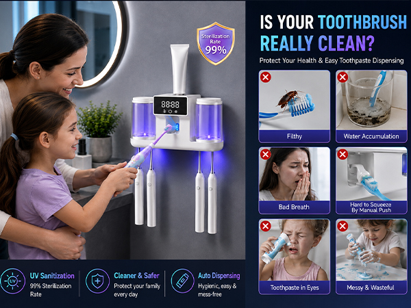 automatic toothpaste dispenser squeezer toothbrush holder wall mounted house decor
