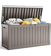 80 Gallon Resin Deck Box, Lockable Patio Storage Box for Furniture, Garden Tools and Toys Storage...