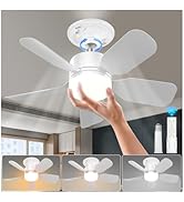 aupuslite 20" Socket Fan Light with Remote, 30W 2000 Lumens, 3 Colors 3000-6000K Small Ceiling Fa...