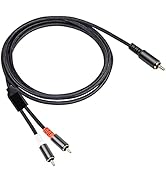 6.6 FT– RCA/Phono Y Cable, RCA Male to 2 RCA Male Bi-Directional RCA Y Splitter Extension for Sub...
