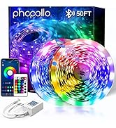PHOPOLLO Led Lights 50ft(2Rolls of 25ft ) for Bedroom Smart Work with Music Sync Color Changing L...