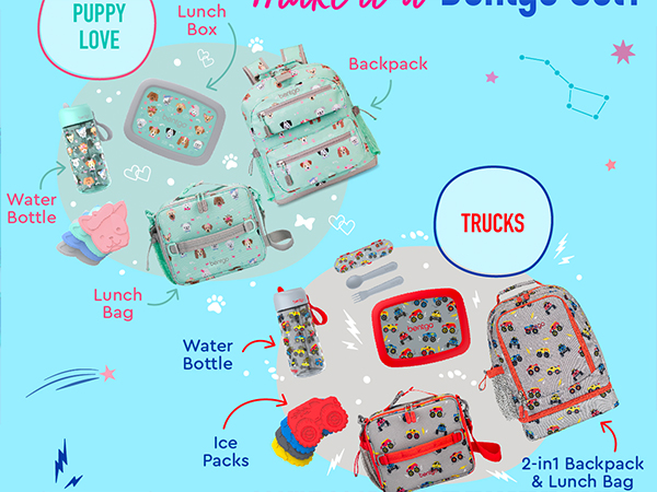 make it a bentgo set bundle mix and match backpack lunch bag utensils water bottle ice packs snack