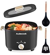 Audecook Hot Pot Electric, 2.5L Portable Nonstick Multicooker, Honeycomb Texture Coating, Travel ...