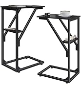 NEFROM C-Shaped End Tables, TV Trays Set of 2, Small Side Table for Couch, Sofa Table for Living ...