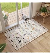 Rugcomf Door Mat Indoor Entrance 2x3 Rug Machine Washable Boho Floral Animal Cat Small Area Rug N...