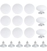 BENECREAT 12 Pcs Baseball Cap Button, 0.55 Inch Top Replacement Hats Button White Cloth Covered f...