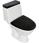 Stretch Velvet Toilet Lid Cover and Toilet Tank Lid Cover, Bathroom Super Soft Toilet Lid Cover S...