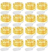 Olafus 16 Pack Christmas Fairy Lights Battery Operated Warm White, Halloween Small String Lights ...