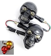 Foelony 2 PCS Motorcycle Skull Turn Signal Light, 10 mm Screw LED Turn Signal Lamp with Red DRL &amp;...