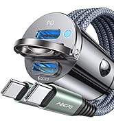 AINOPE for iPhone 16 Car Charger, 72W USB C Car Charger PD36W & QC36W, All Metal USB C Car Fast C...