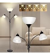 RISLG Floor Lamps for Living Room,Standing Lamp with Stepless Dimming, 3 Lights Adjustable Readin...