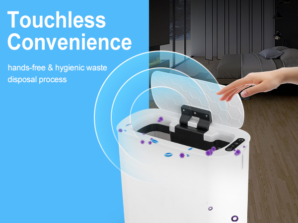 5 Gallon automatic white bathroom trash can